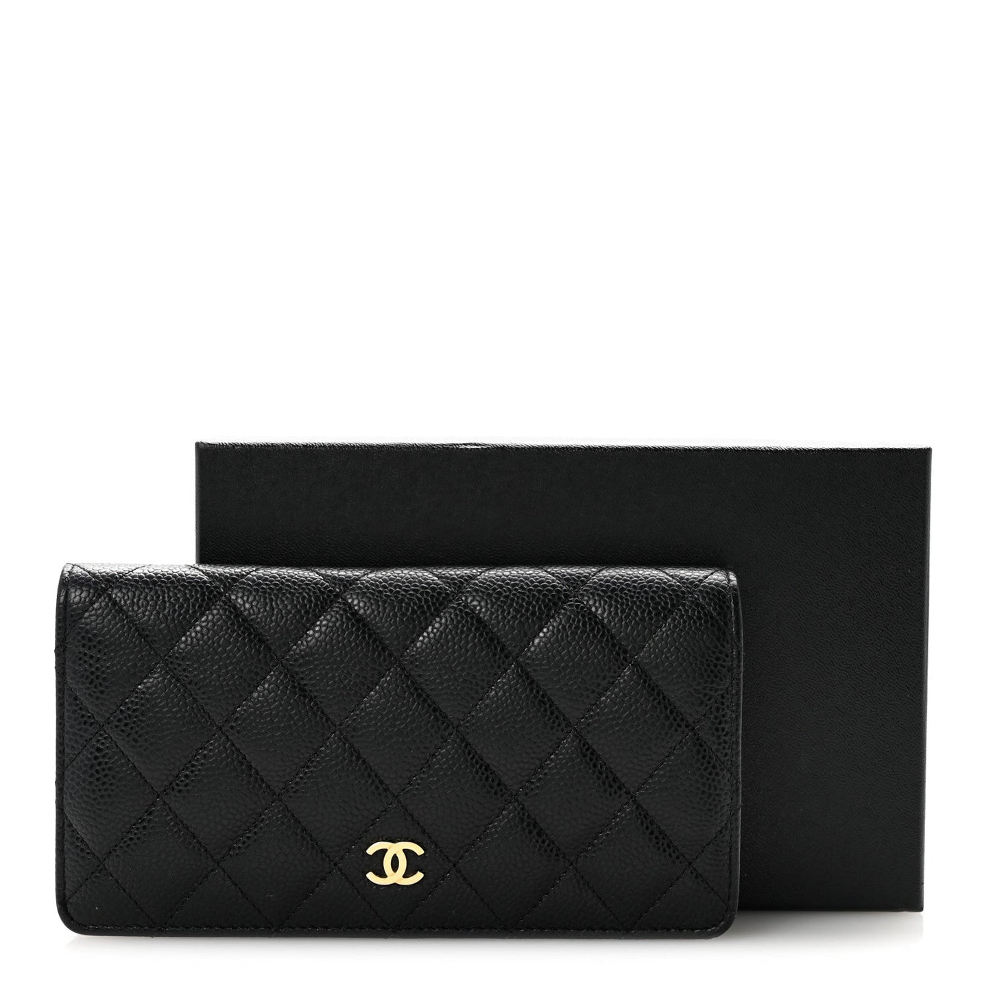 Caviar Quilted Yen Wallet Black