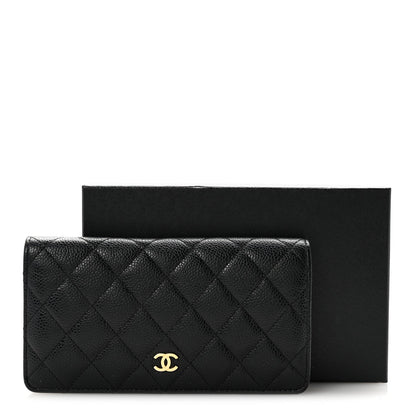 Caviar Quilted Yen Wallet Black