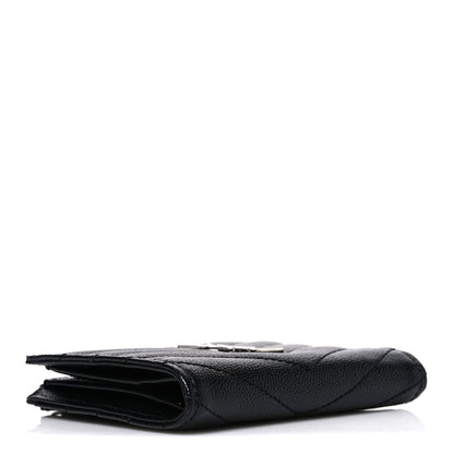 Grain De Poudre Matelasse Chevron Monogram Zipped Card Case Black