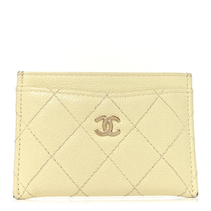 Caviar Quilted Card Holder Jaune