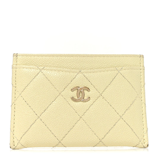 Caviar Quilted Card Holder Jaune