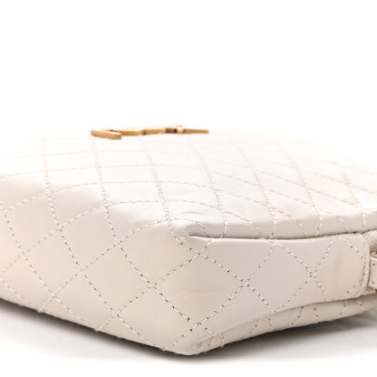 Lambskin Quilted Gaby Zipped Pouch Crema Soft