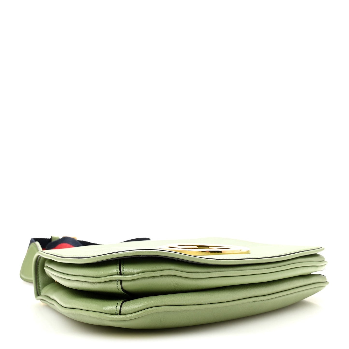 Roxy Calfskin Web Medium Blondie Top Handle Shoulder Flap Bag Salamander Green