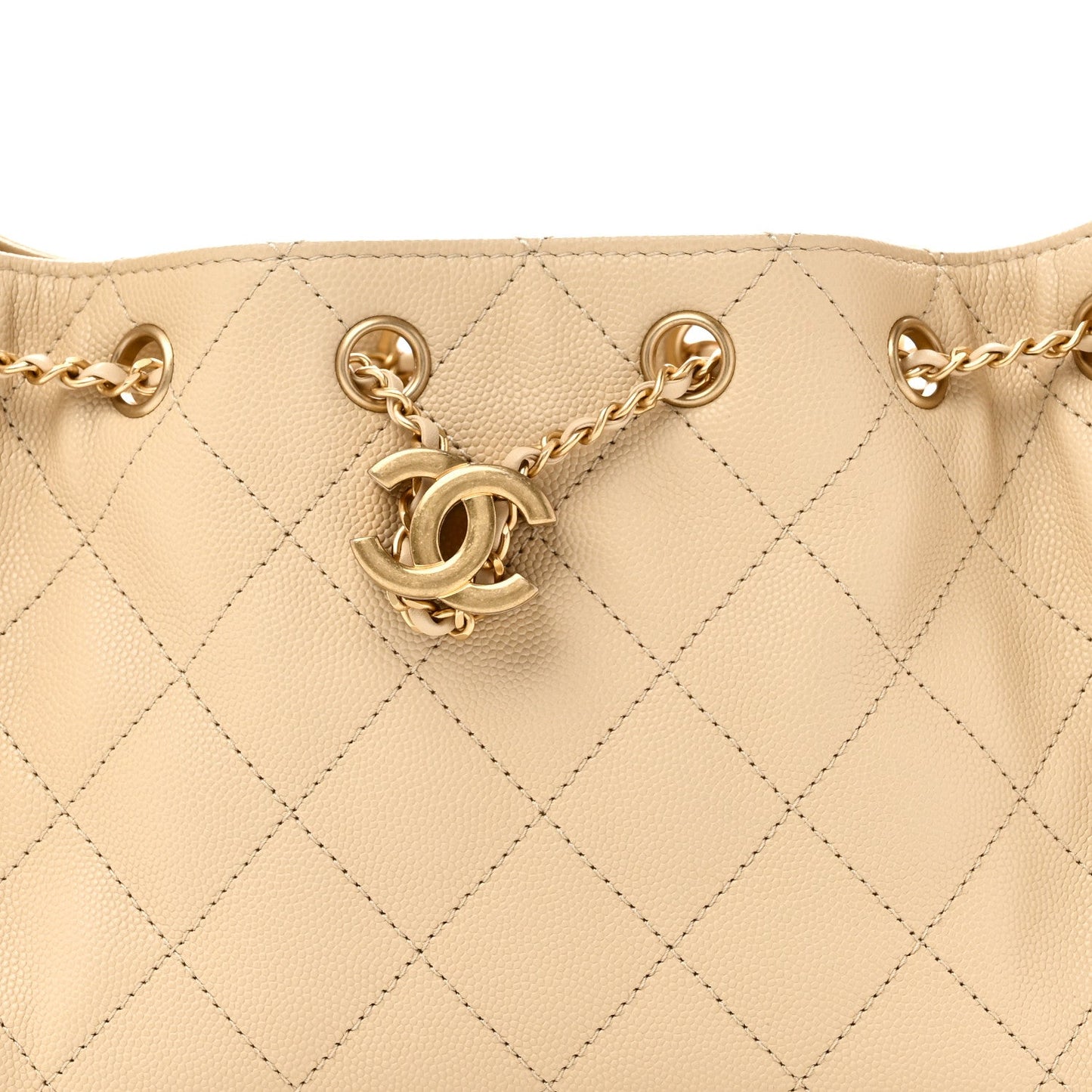 Caviar Quilted Mini Chanel 25 Handbag Beige