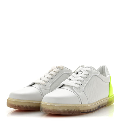 Calfskin Perforated Nappa Womens Fun Vieira Orlato Flat Sneakers 39 Bianco Fluo Yellow