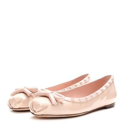Patent Nappa Rockstud Ballerina Flats 40 Rose Quartz