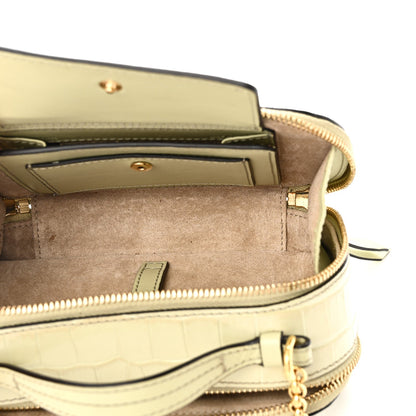 Calfskin Crocodile Embossed Mini C Vanity Bag Light Eucalyptus