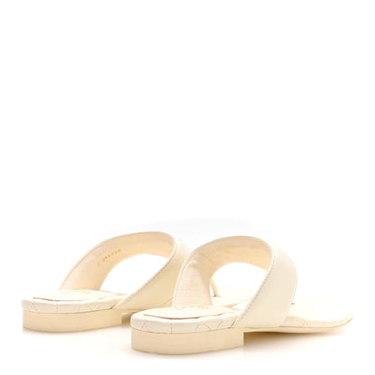 Lambskin Quilted Padded Thong Sandals 39.5 White