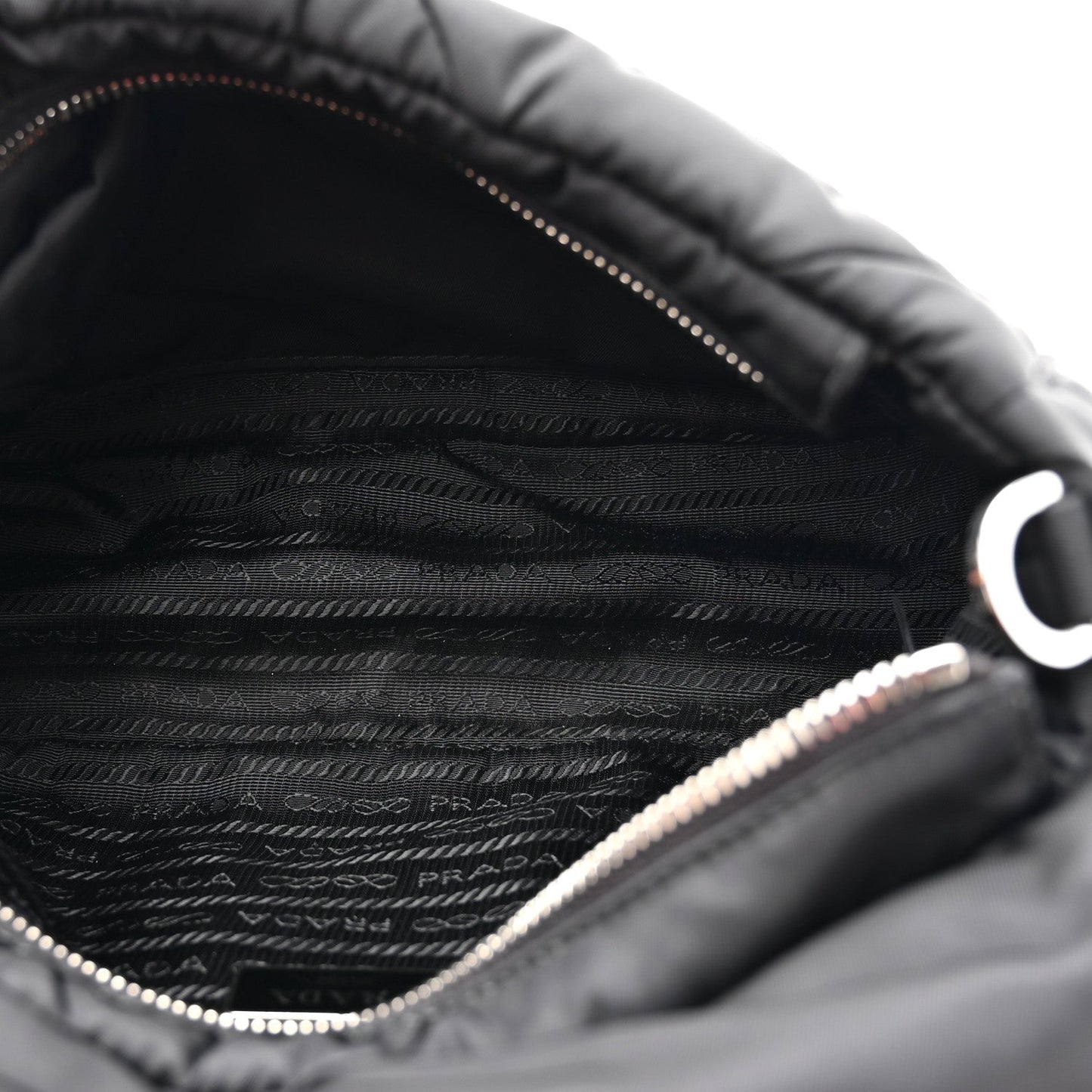 Re-Nylon Quilted Padded Flap Shoulder Bag Black