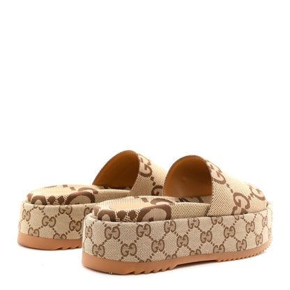 Monogram Maxi GG Angelina Platform 55mm Slide Sandals 36 Camel Ebony