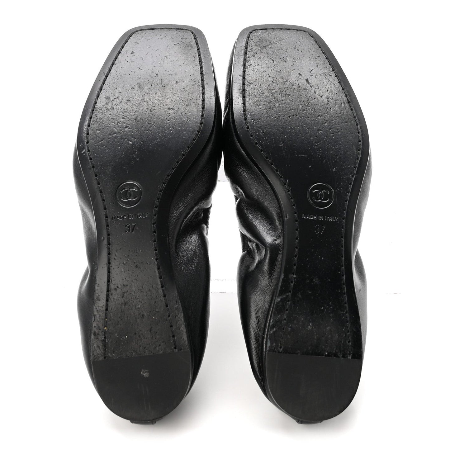 Lambskin CC Turnlock Ballerina Flats 37 Black