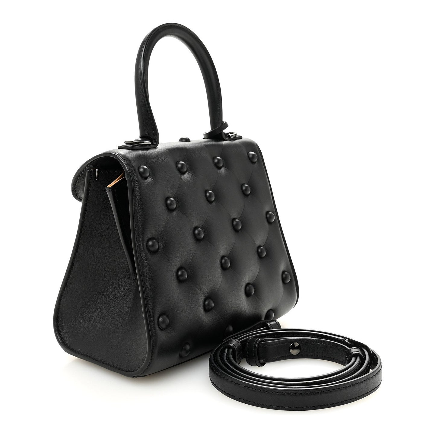 Grained Rodeo Calfskin Quilted Mini Brillant Satchel Black