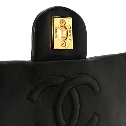 Lambskin Quilted Mini Square Flap Bag Black