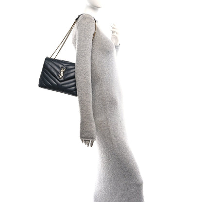 Calfskin Y Quilted Monogram Small Loulou Chain Satchel Dark Smog