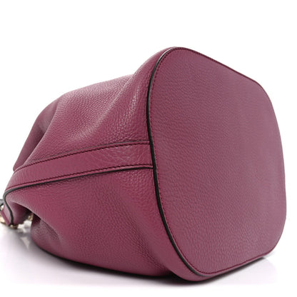 Pebbled Calfskin Miss Bamboo Bucket Bag Purple