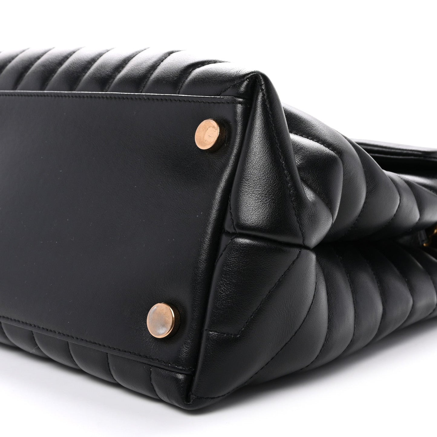 Calfskin Y Quilted Monogram Large Loulou Chain Satchel Black