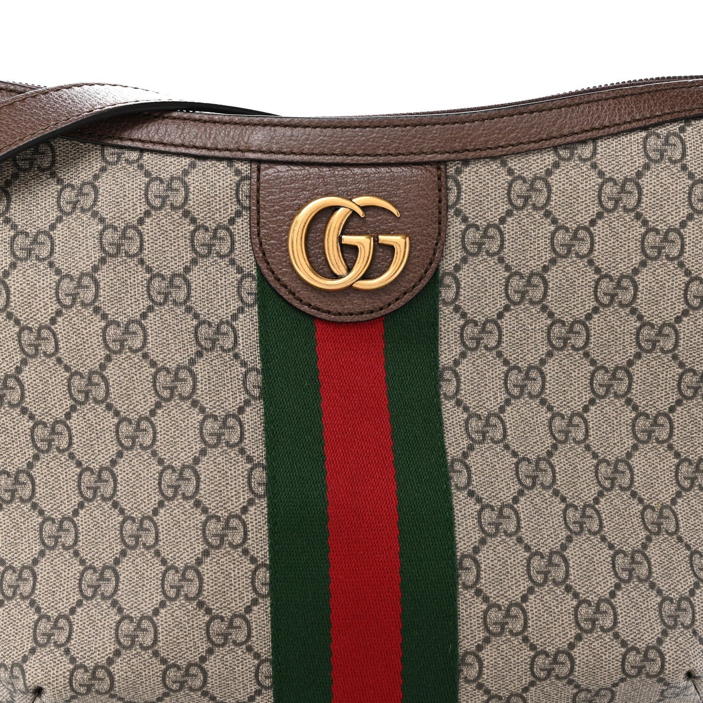 GG Supreme Monogram Web Small Ophidia Half Moon Hobo Brown