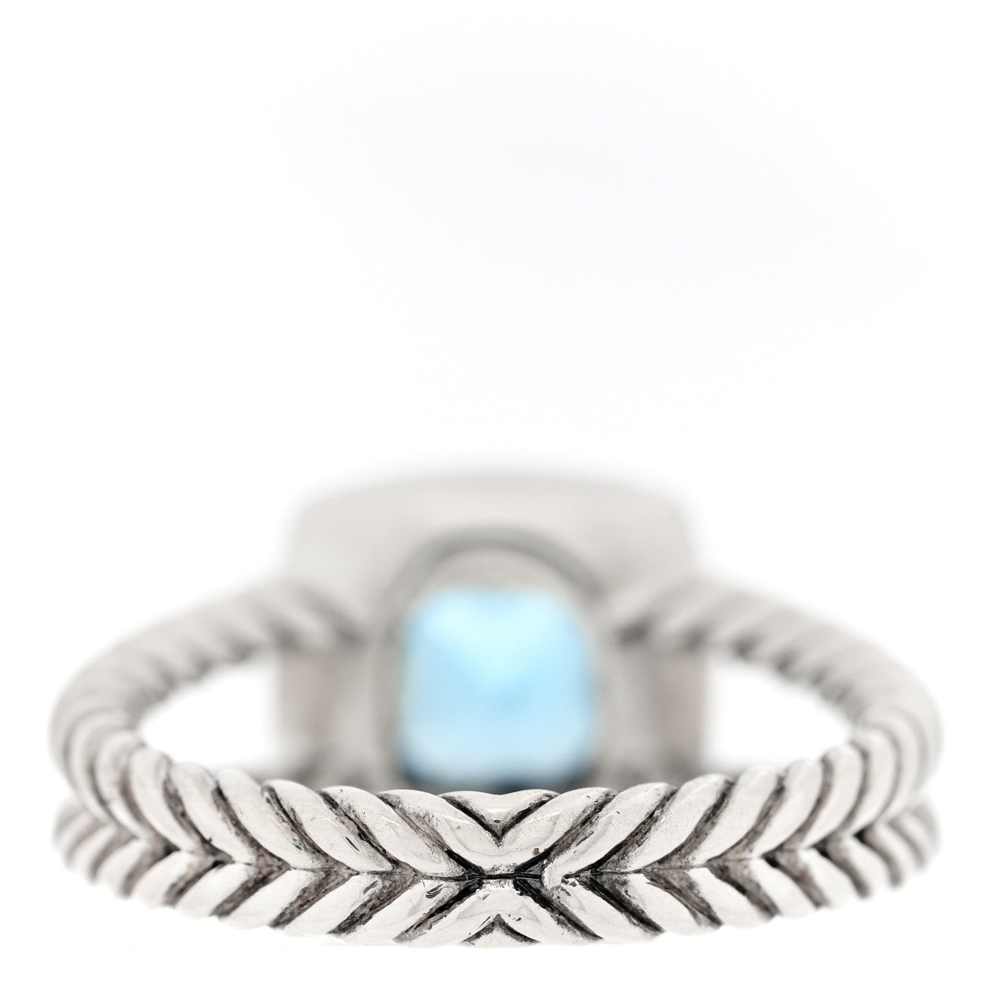 Sterling Silver Diamond Blue Topaz 7mm Petite Albion Ring 54 7