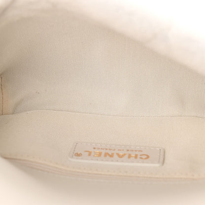 Shearling Lambskin Quilted CC Chain Flap White