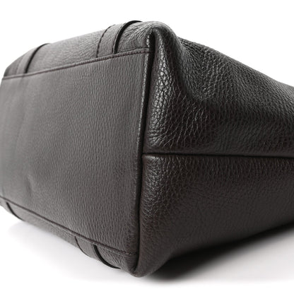 Calfskin Bamboo Top Handle Tote Dark Brown