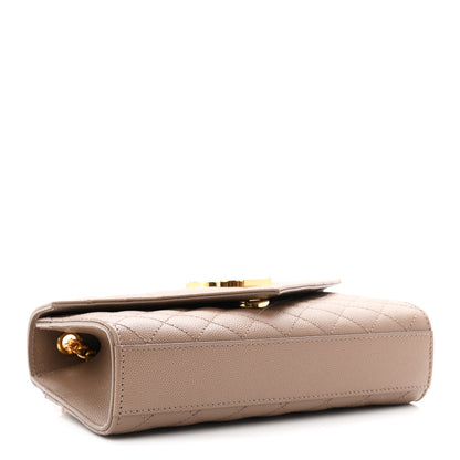 Grain De Poudre Textured Mixed Matelasse Triquilt Small Monogram Satchel Taupe