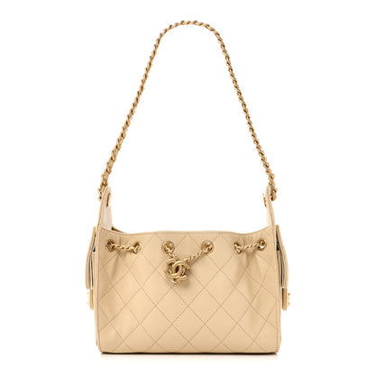 Caviar Quilted Mini Chanel 25 Handbag Beige