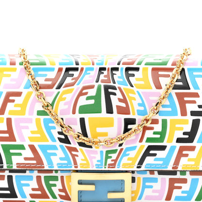 X SARAH COLEMAN Vitello Liberty Ceylon Micro FF Fish Eye Embossed Continental Envelope Wallet On Chain Multicolor Cyber Blue