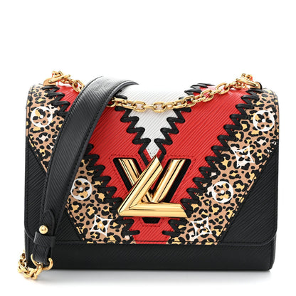 Epi Jungle Twist Shoulder Bag MM Black Coquelicot