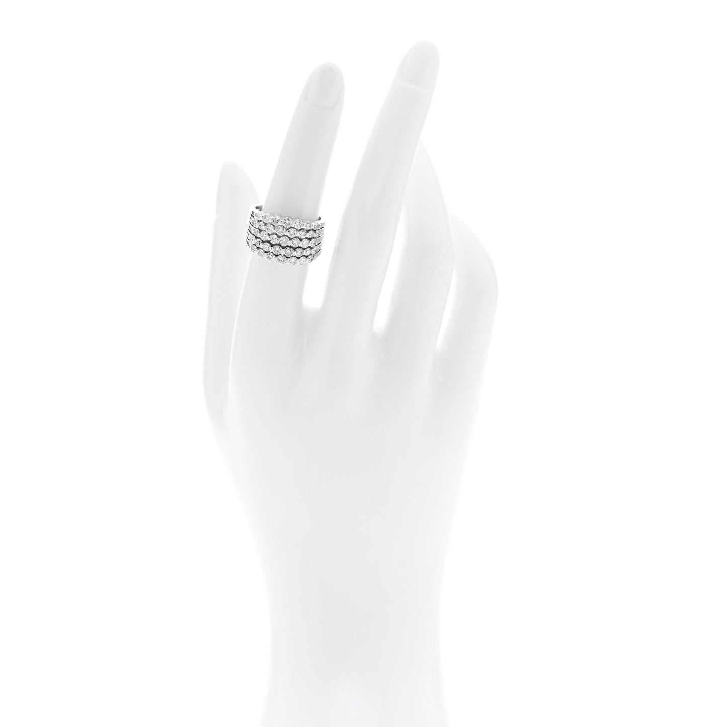 14K White Gold Diamond 1.90ctw Five Row Band Ring 53 6.25