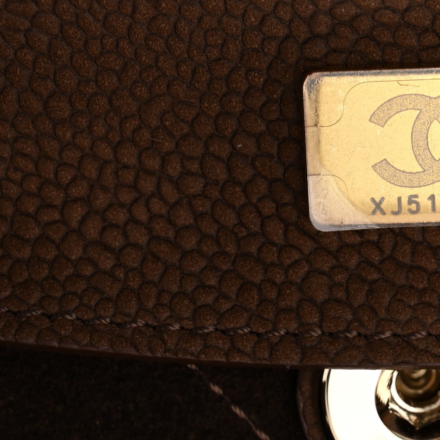 Grained Nubuck Calfskin Quilted Maxi Shopping Bag Dark Brown