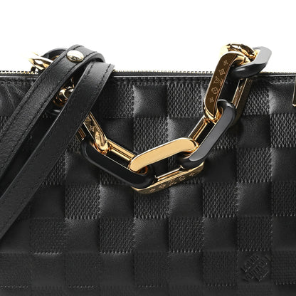 Satin Sequin Embroidered Damier Coussin BB Black