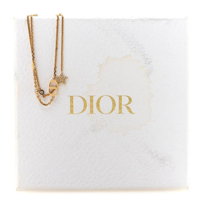 Metal Crystal Petit CD Double Necklace Gold