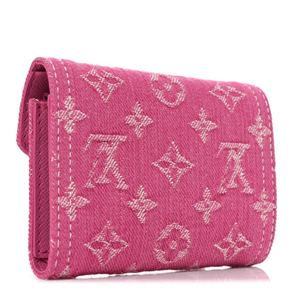 Denim Monogram Jacquard Victorine Wallet Fuchsia