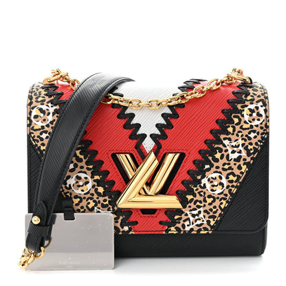 Epi Jungle Twist Shoulder Bag MM Black Coquelicot