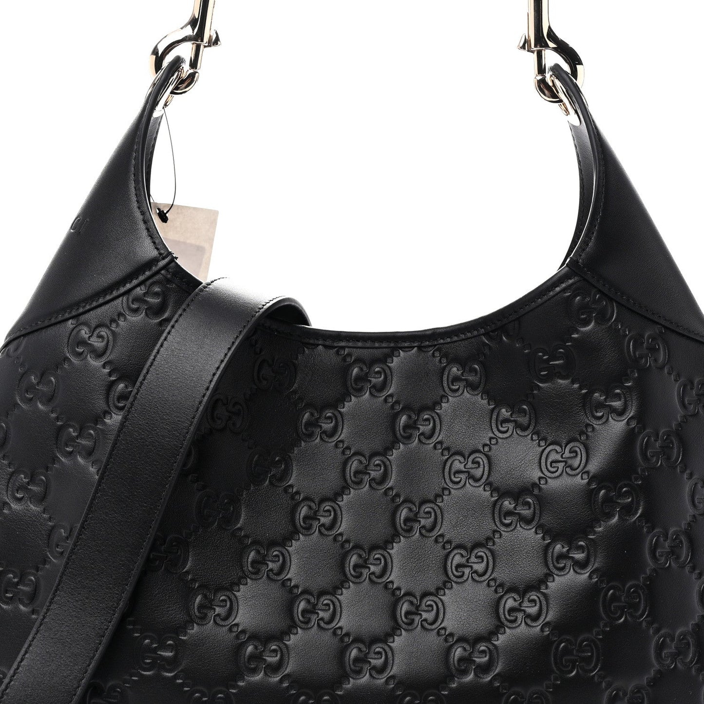 GG Calfskin Embossed B Medium Shoulder Bag Arabella Black
