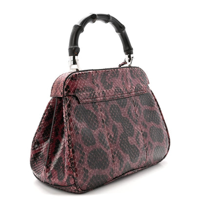 Snakeskin Bamboo Medium Lady Lock Top Handle Bag Purple