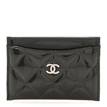 Patent Quilted Card Holder Dark Grey