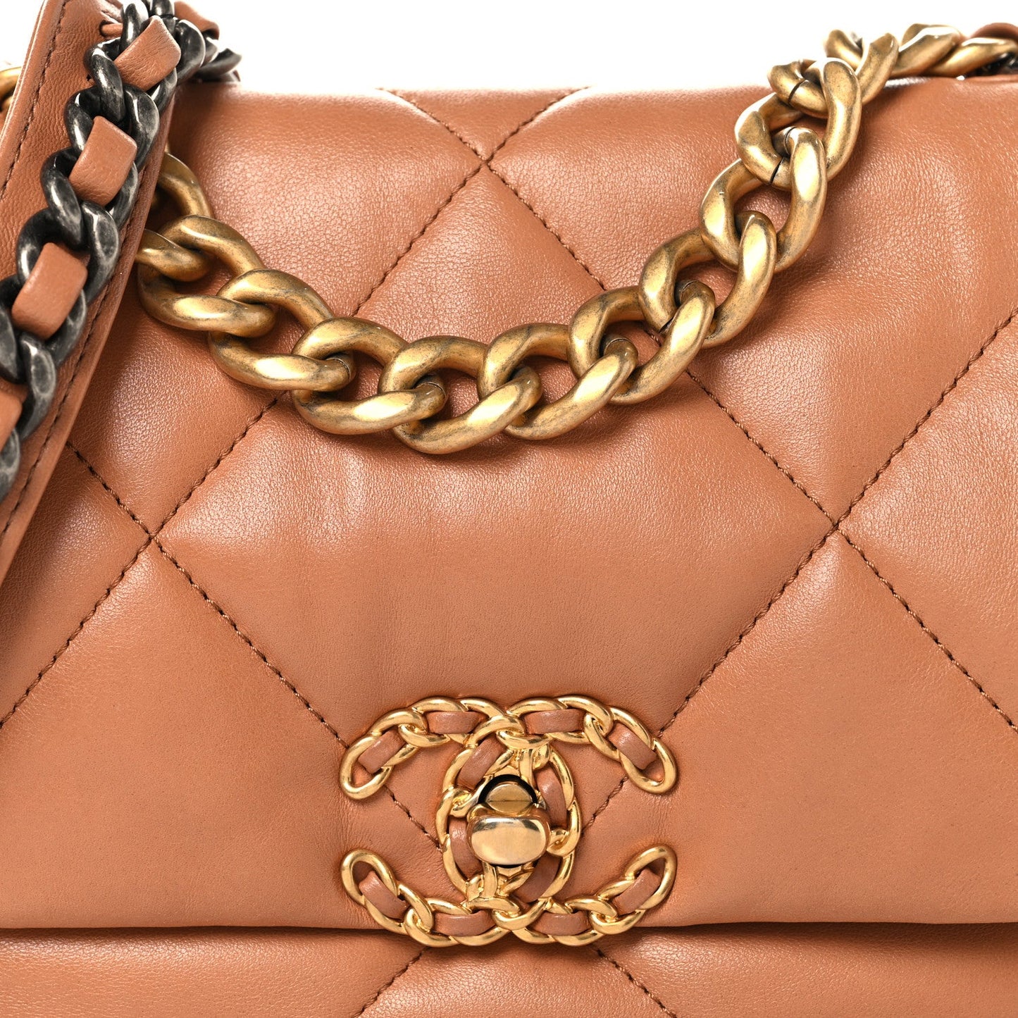 Lambskin Quilted Medium Chanel 19 Flap Brown