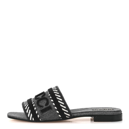 Gucci Plain Spain Denim Logo Slide Sandals 37 Light Blue