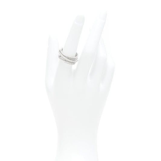 Sterling Silver Diamond 12mm Wide Crossover Cable Ring 54 7