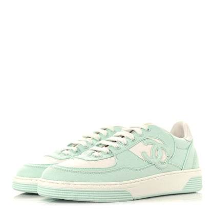 Cotton Sneakers 38.5 Light Turquoise White