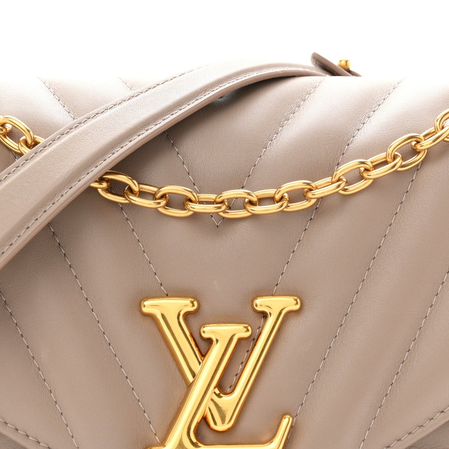 Calfskin LV New Wave Chain Bag Taupe