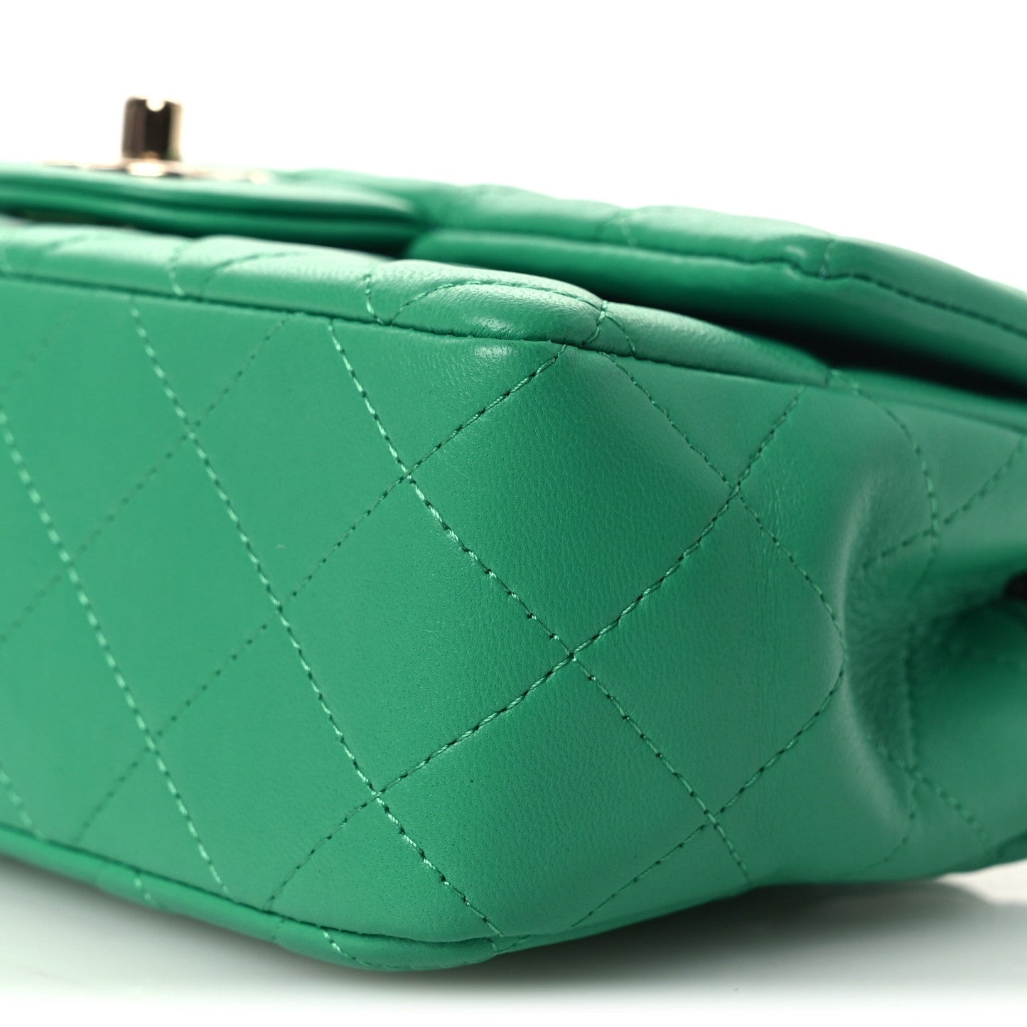 Lambskin Quilted Mini Rectangular Flap Green
