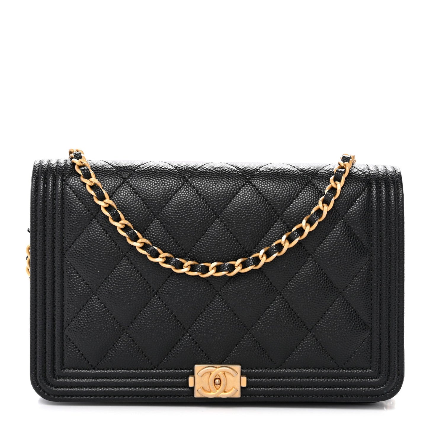 Caviar Quilted Boy Wallet On Chain WOC Black