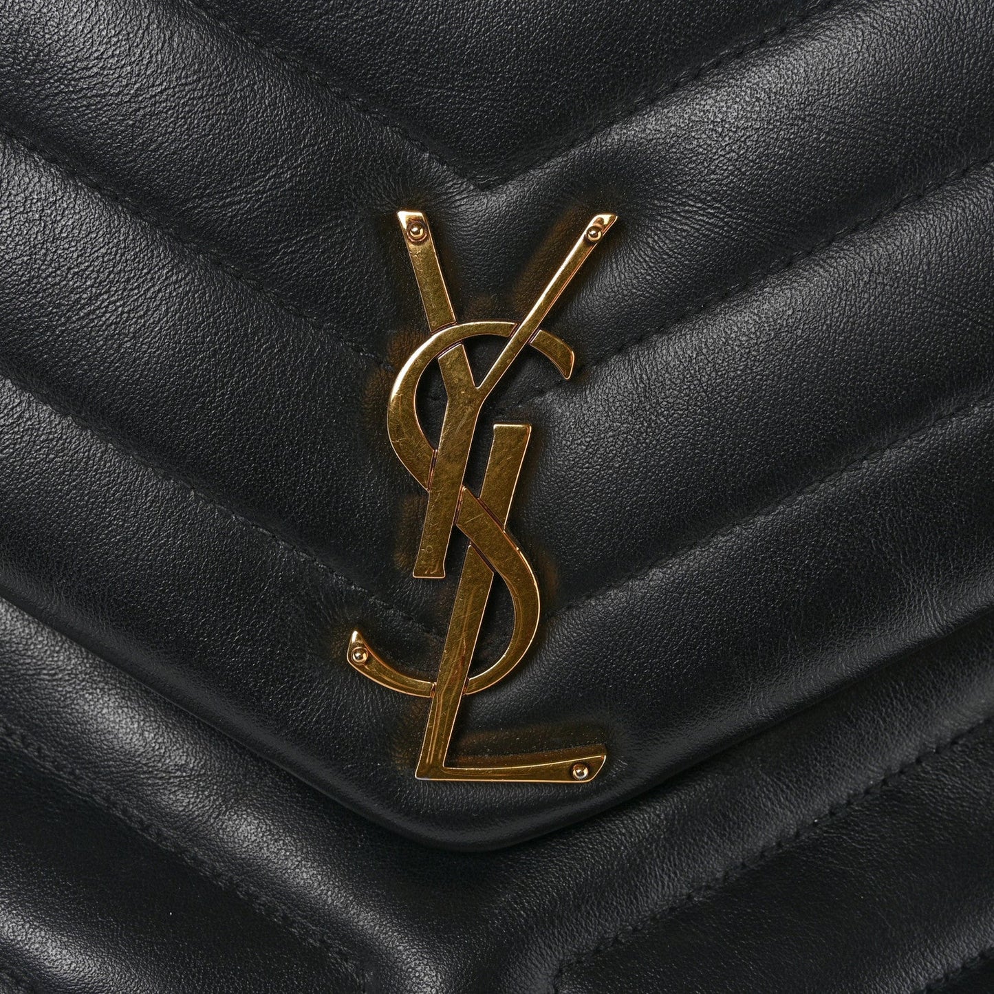 Calfskin Y Quilted Monogram Large Loulou Chain Satchel Black