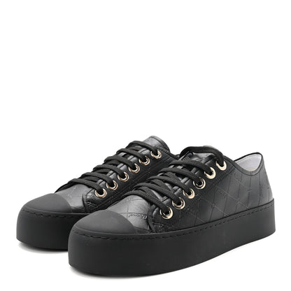 Lambskin Printed Logo Sneakers 37.5 Black