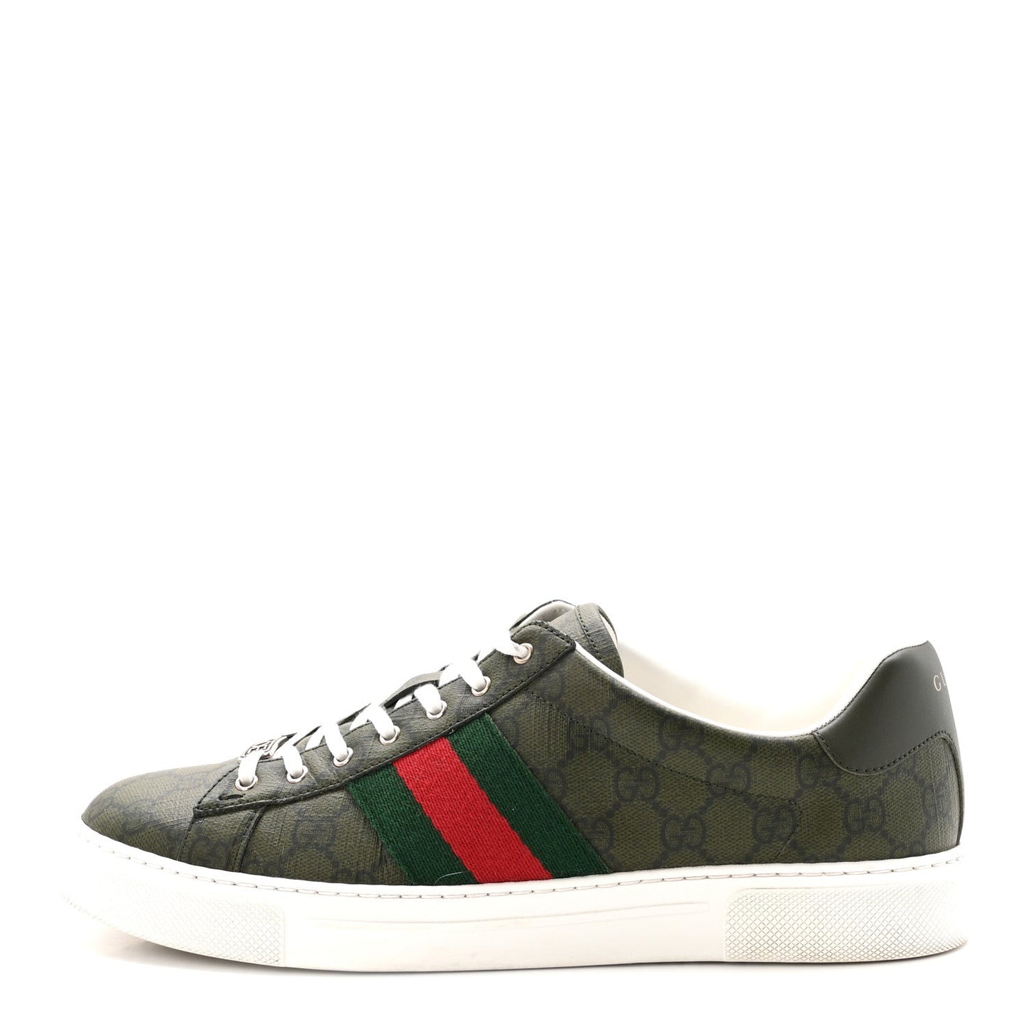 GG Supreme Monogram Web Mens New Ace Sneakers 10 Green