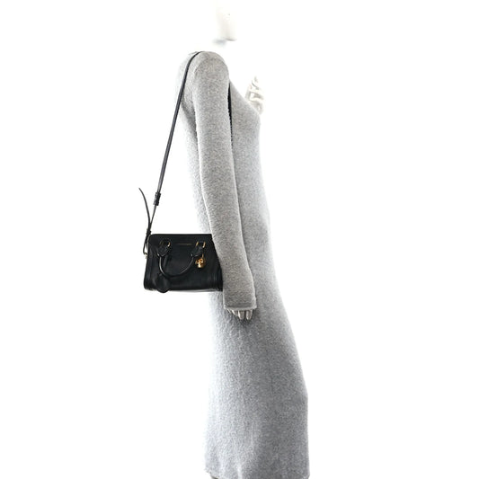 Alexander McQueen Pebbled Calfskin Mini Skull Padlock Zip Around Tote Black